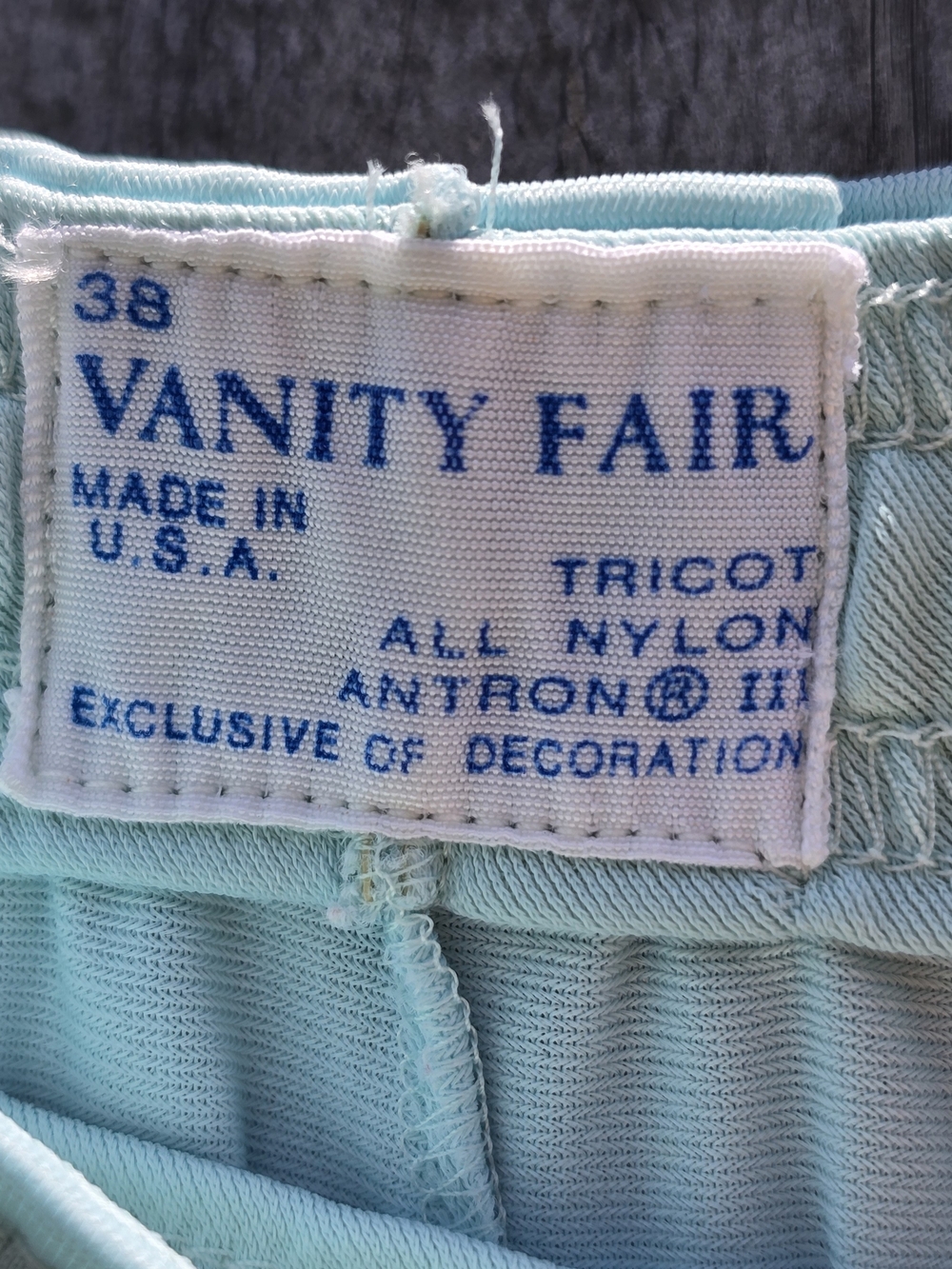 Vintage Vanity Fair Pajama Set Womens 38 Blue Nylon Tricot Crochet Lace USA - Picture 8 of 10
